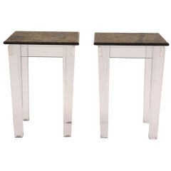 Elegant Lucite and Granite Side Tables