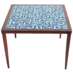 Decorative Tile and Rosewood Occasional Table