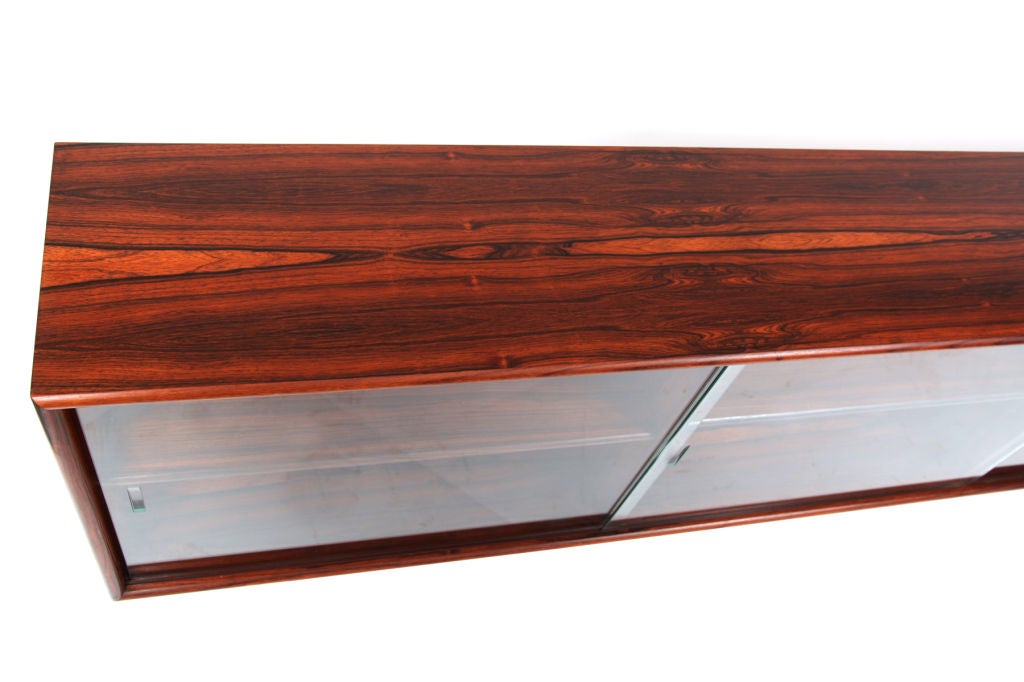 Danish Brazilian Rosewood and Glass Floating Wall Credenza