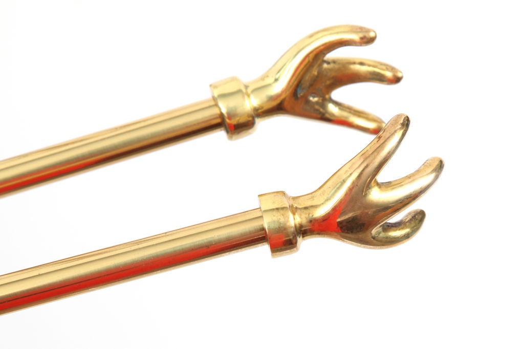 Sculptural Brass Fireplace Tools In Good Condition In Phoenix, AZ