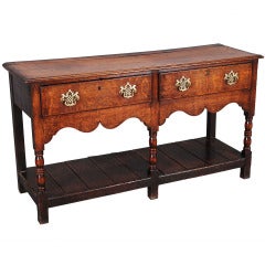 Antique Two-Drawer Oak Dresser with Potboard