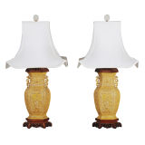 Pair of Chinese Incised Vases Lamps