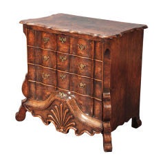 Dutch Burl Walnut Shaped-Front Chest