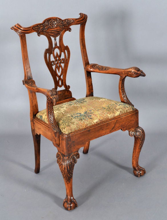 Highly Carved Chippendale Period Armchair 1