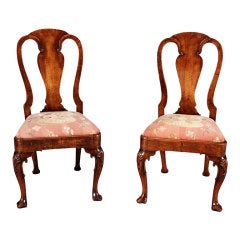 A Pair of George II Period Walnut Side Chairs