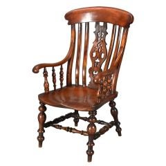 An Oversized Fruitwood and Elm Farmhouse Chair