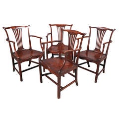 Set of Four Oversized Mahogany Armchairs Attributed to Chippendale