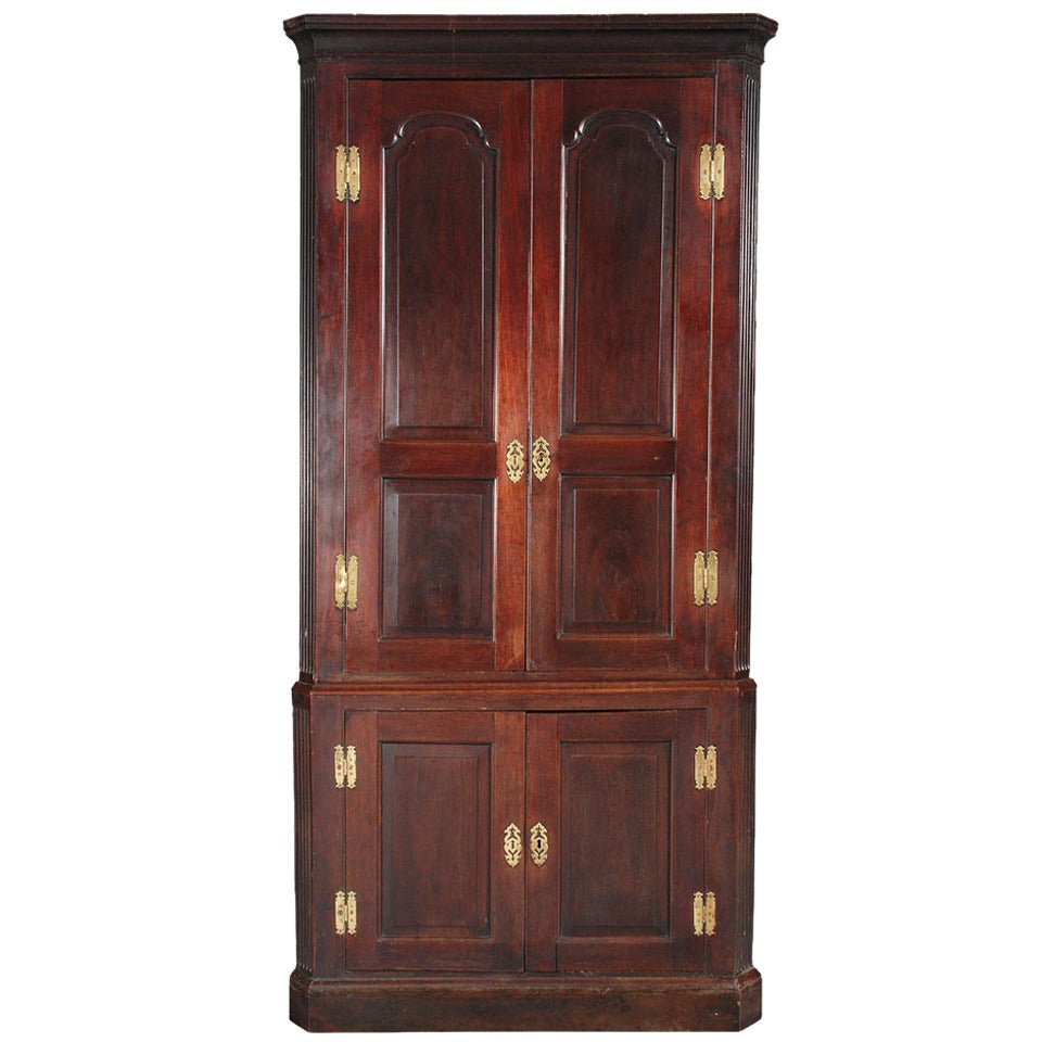 A fine mahogany standing corner cupboard. For Sale