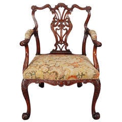 A 19th Century Carved Mahogany Armchair