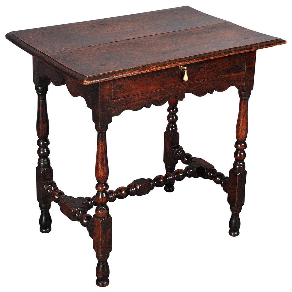 William and Mary Period Side Table with Shaped Apron