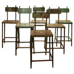 Set of six French Industrail stools