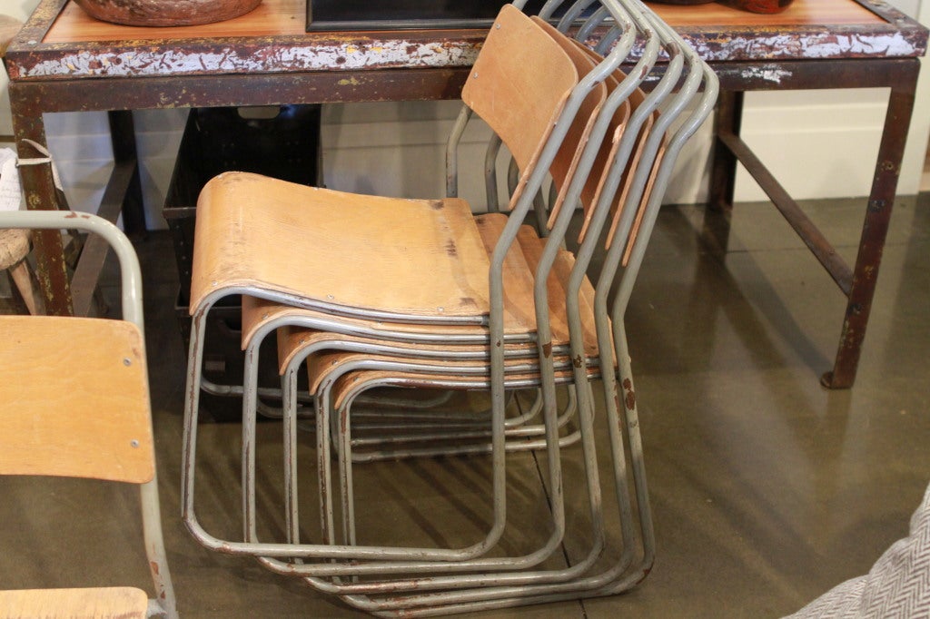 Mid-20th Century Set of  6 Belgian old school chairs For Sale