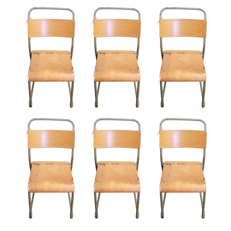 Set of  6 Belgian old school chairs For Sale