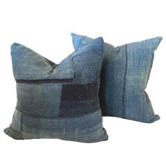 Antique Japanese patched boro pillows {pair}