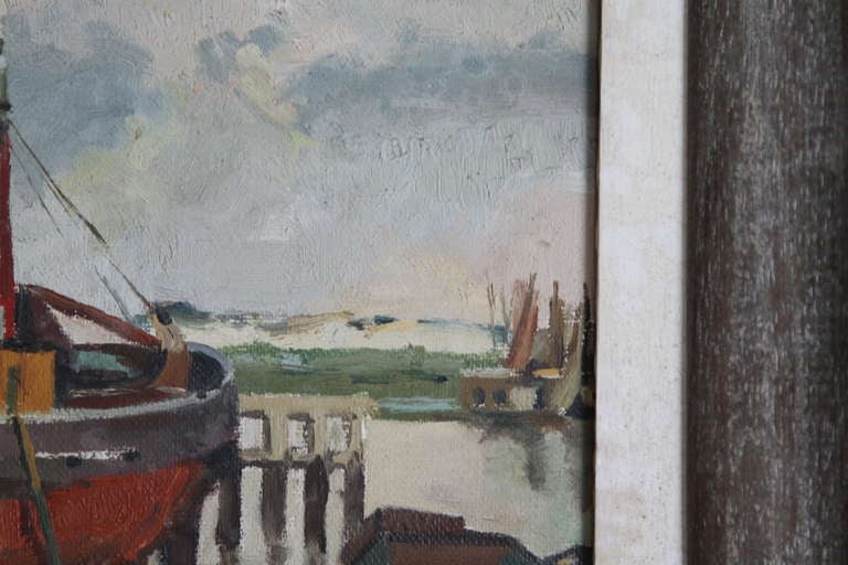 Mid-20th Century Vintage boat painting