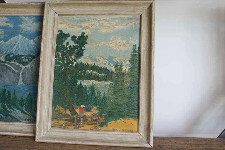 Beautiful set of 3 vintage paintings.  Oil on canvas, with original frame.