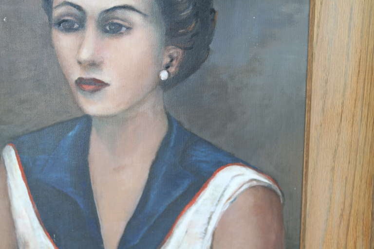 Mid-20th Century Vintage framed portrait of woman