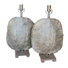 Pair Of Old Tortoise Shell Lamp Bases
