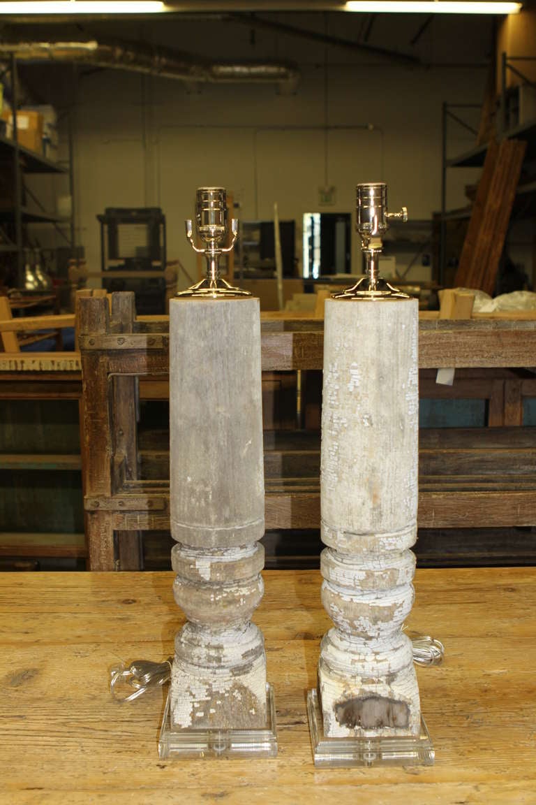 Pair Of Antique Baluster Lamp Bases In Good Condition In Newport Coast, CA