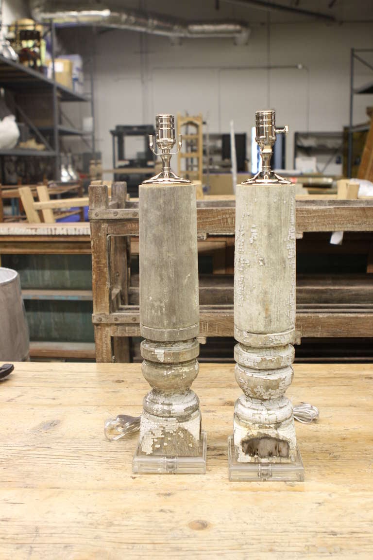 Mid-20th Century Pair Of Antique Baluster Lamp Bases