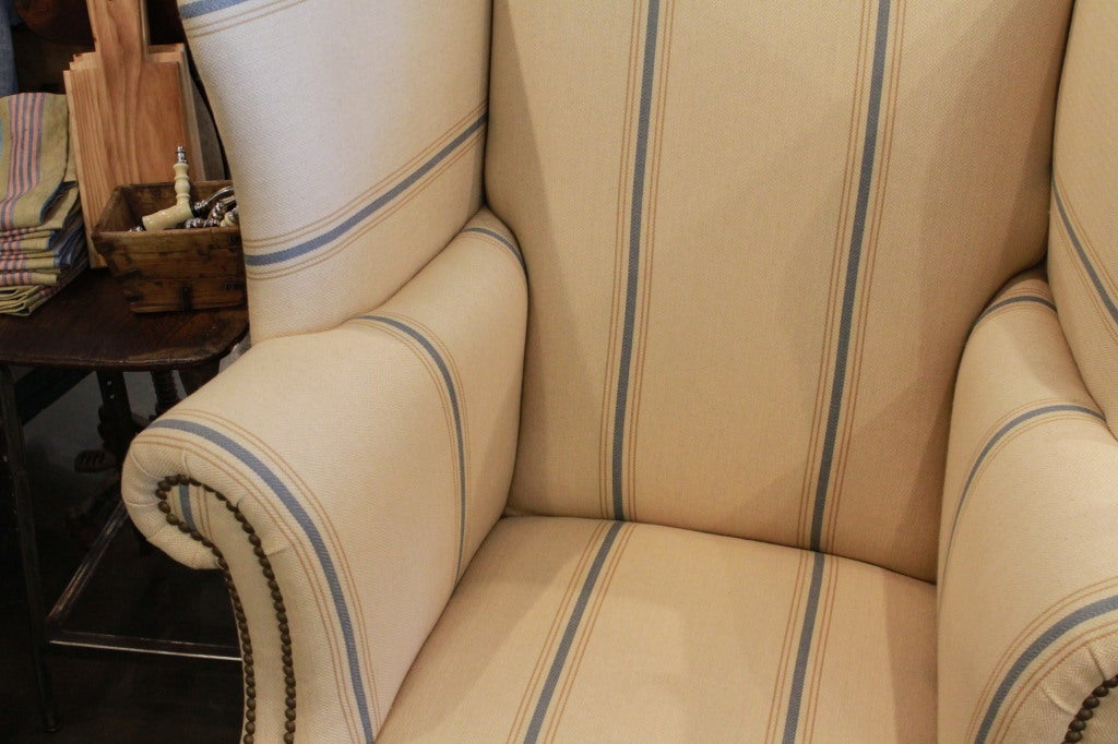 Wood Pair of Ralph Lauren wing chairs For Sale