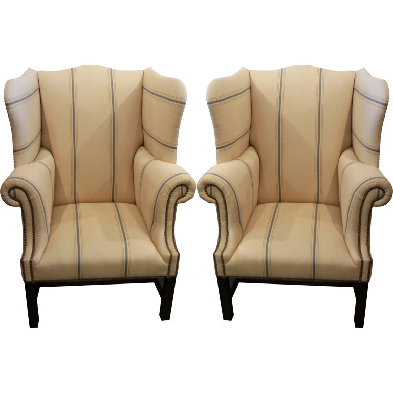 Pair of Ralph Lauren wing chairs For Sale