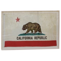 Framed vintage California Republic flag