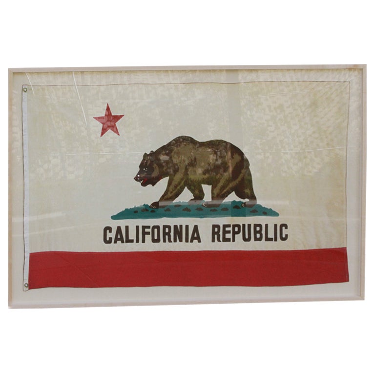Framed vintage California Republic flag For Sale
