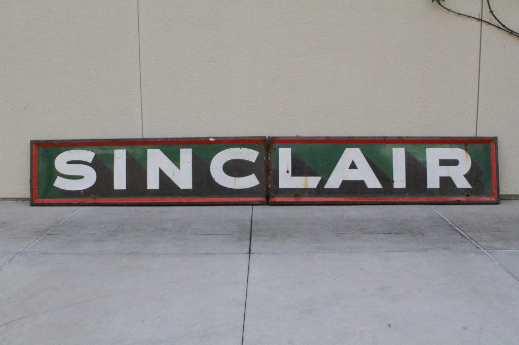 Vintage, metal Sinclair Oil Co. sign.  2 pieces.