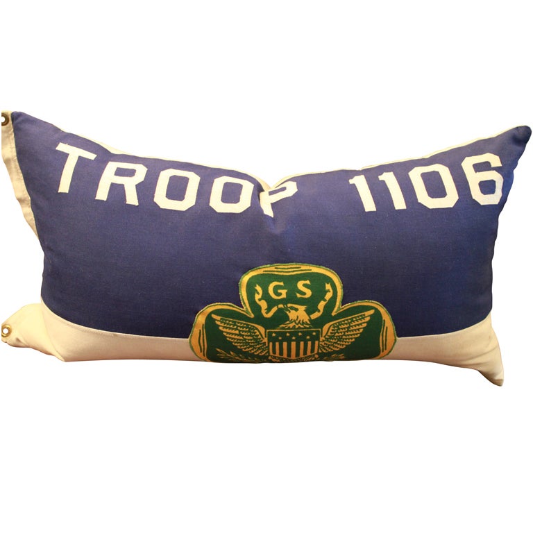 Vintage Girl Scout pillow at 1stdibs