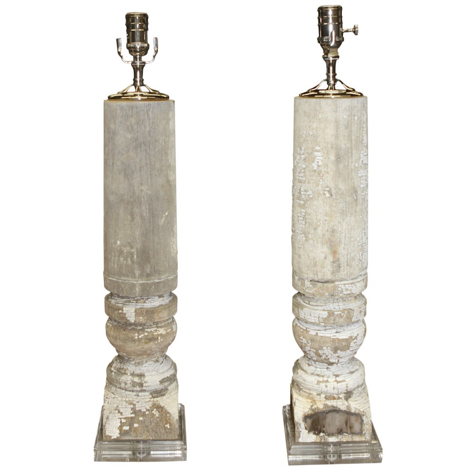 Pair Of Antique Baluster Lamp Bases