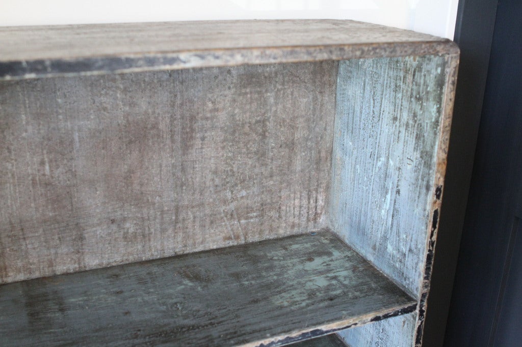 Mid-20th Century Old Painted Wood Cubby Shelf