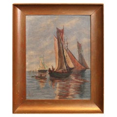 Original Vintage Sailboat Painting