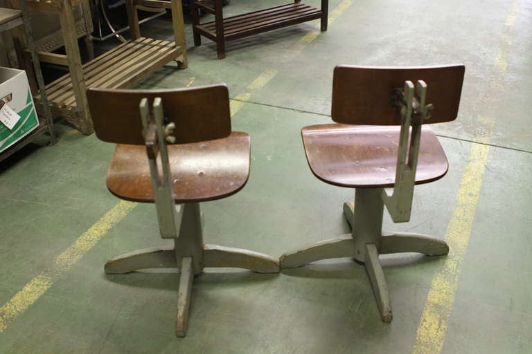 Mid-20th Century Pair Of Old Industrial Stool For Sale