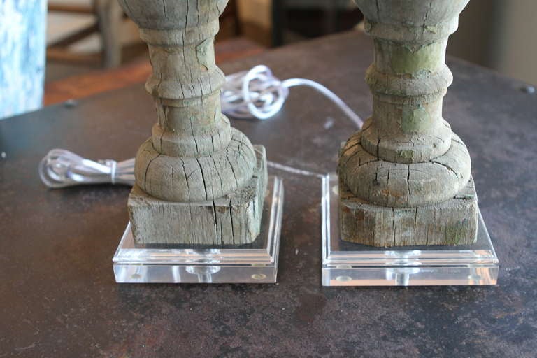 American Pair Of Antique Baluster Lamp Bases