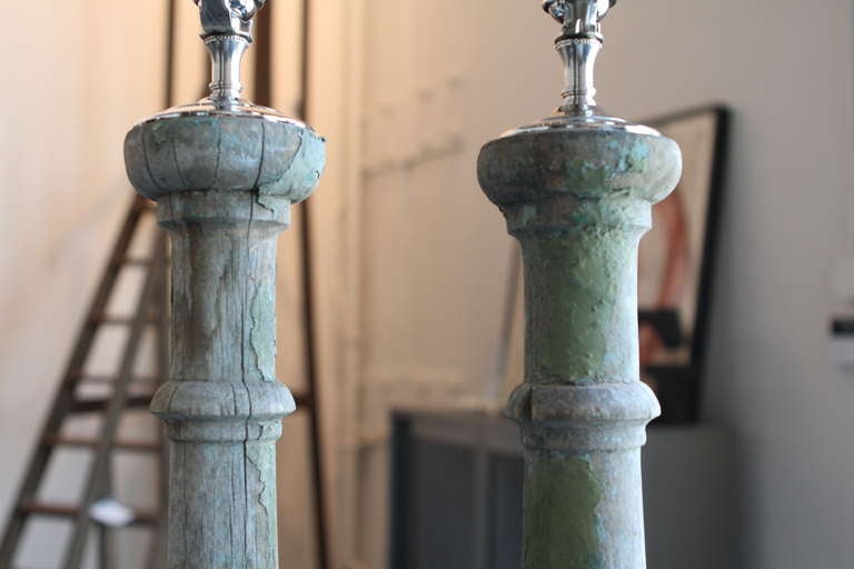 Pair Of Antique Baluster Lamp Bases In Excellent Condition In Newport Coast, CA
