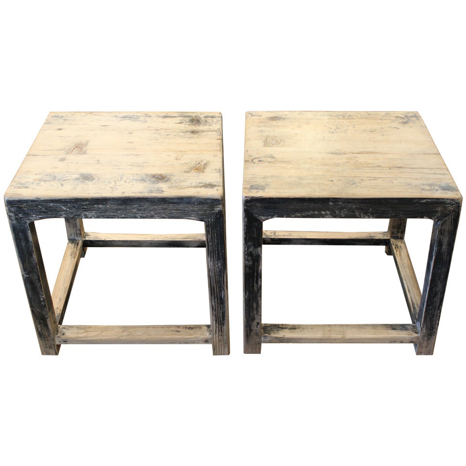 Pair Of Vintage Asian Side Tables For Sale at 1stDibs