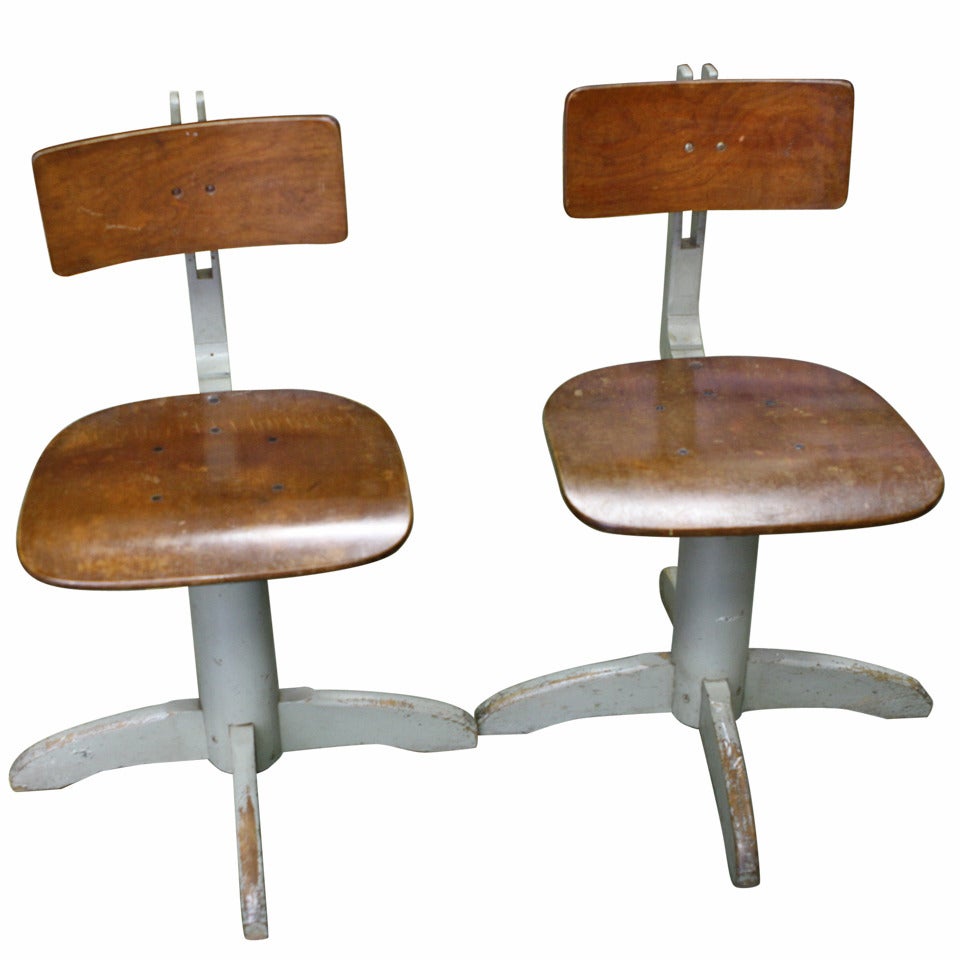 Pair Of Old Industrial Stool For Sale