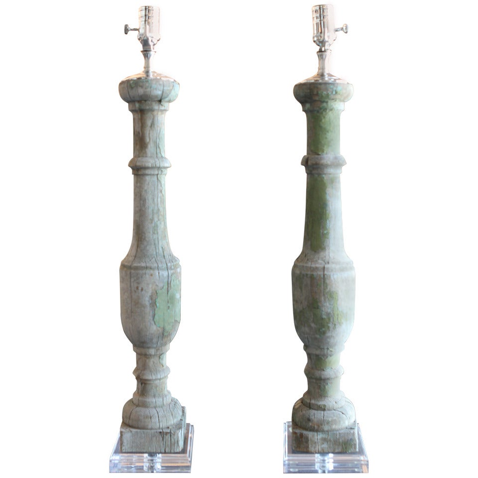 Pair Of Antique Baluster Lamp Bases