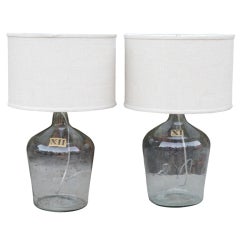 Pair of Old Wine Bottle Lamp Bases with Shades