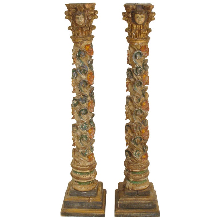 Pair of Spanish colonial columns at 1stdibs
