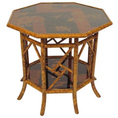 Large Bamboo And Chinoiserie Decorated Table