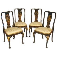 Set Of 4 Chinoiserie Decorated Chairs