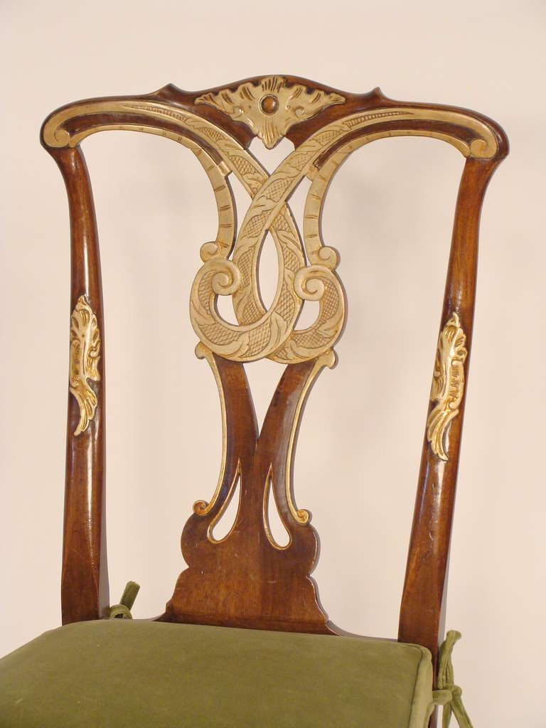 Gilt Pair of Portugese Georgian Style Chairs
