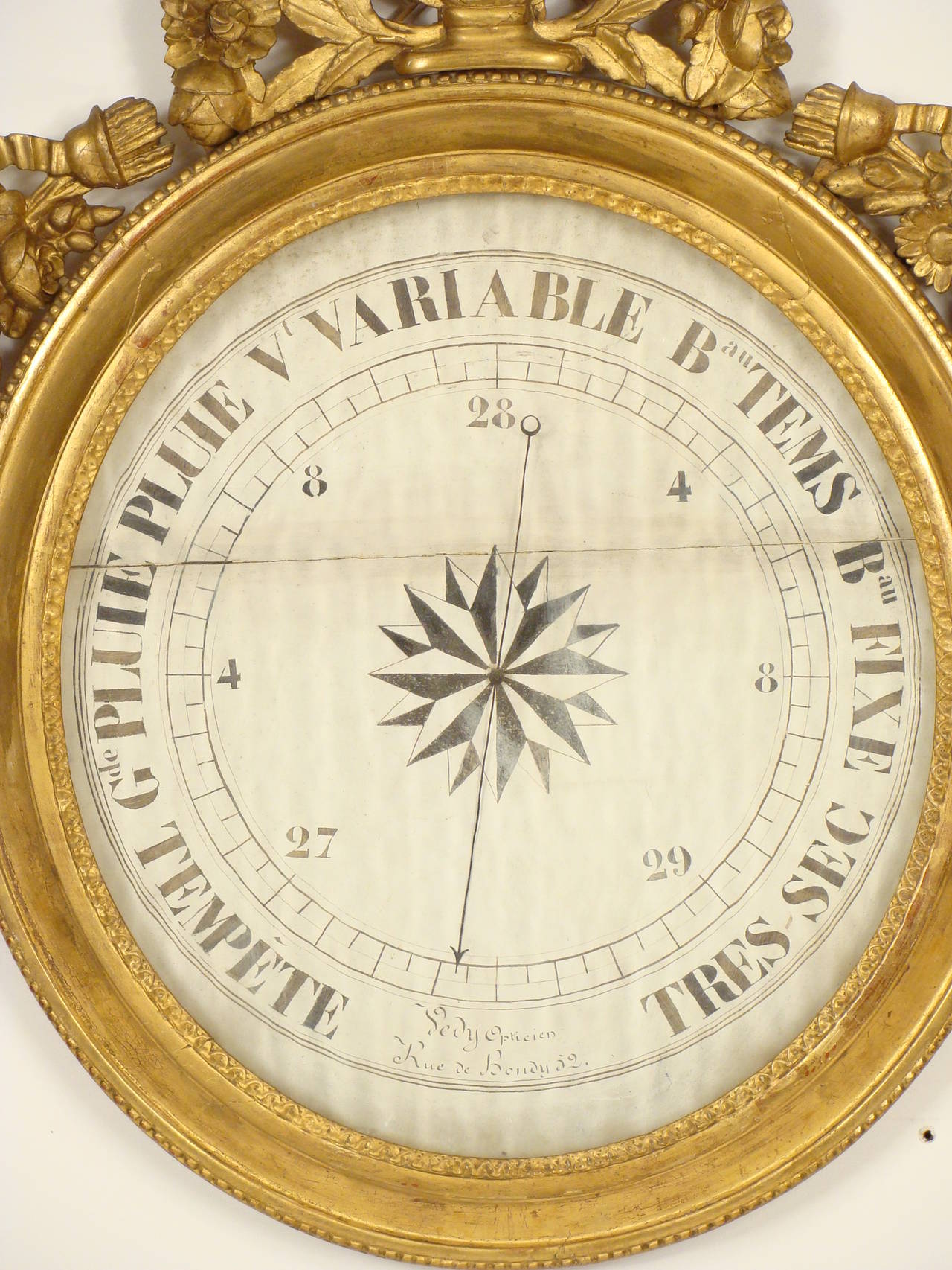 Glass Louis XVI Style Giltwood Barometer