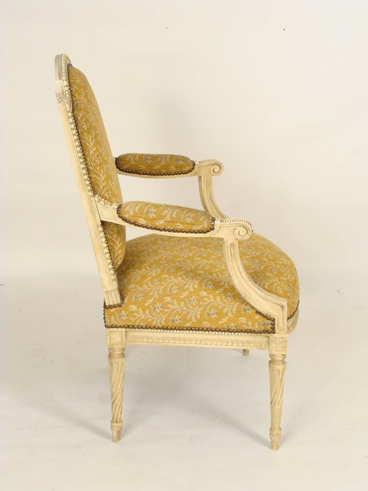 European Pair of Louis XVI Style Painted Armchairs