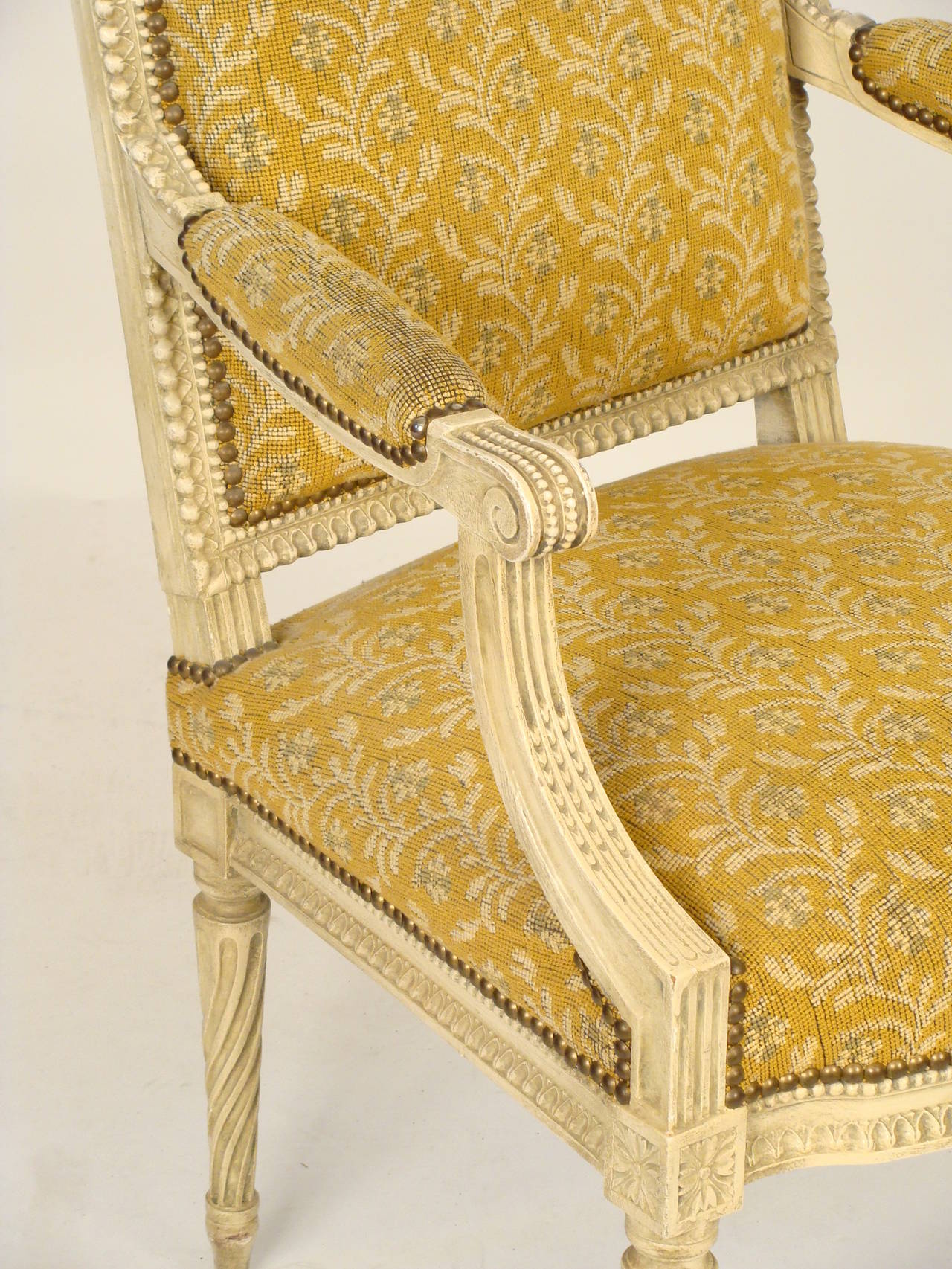 Mid-20th Century Pair of Louis XVI Style Painted Armchairs