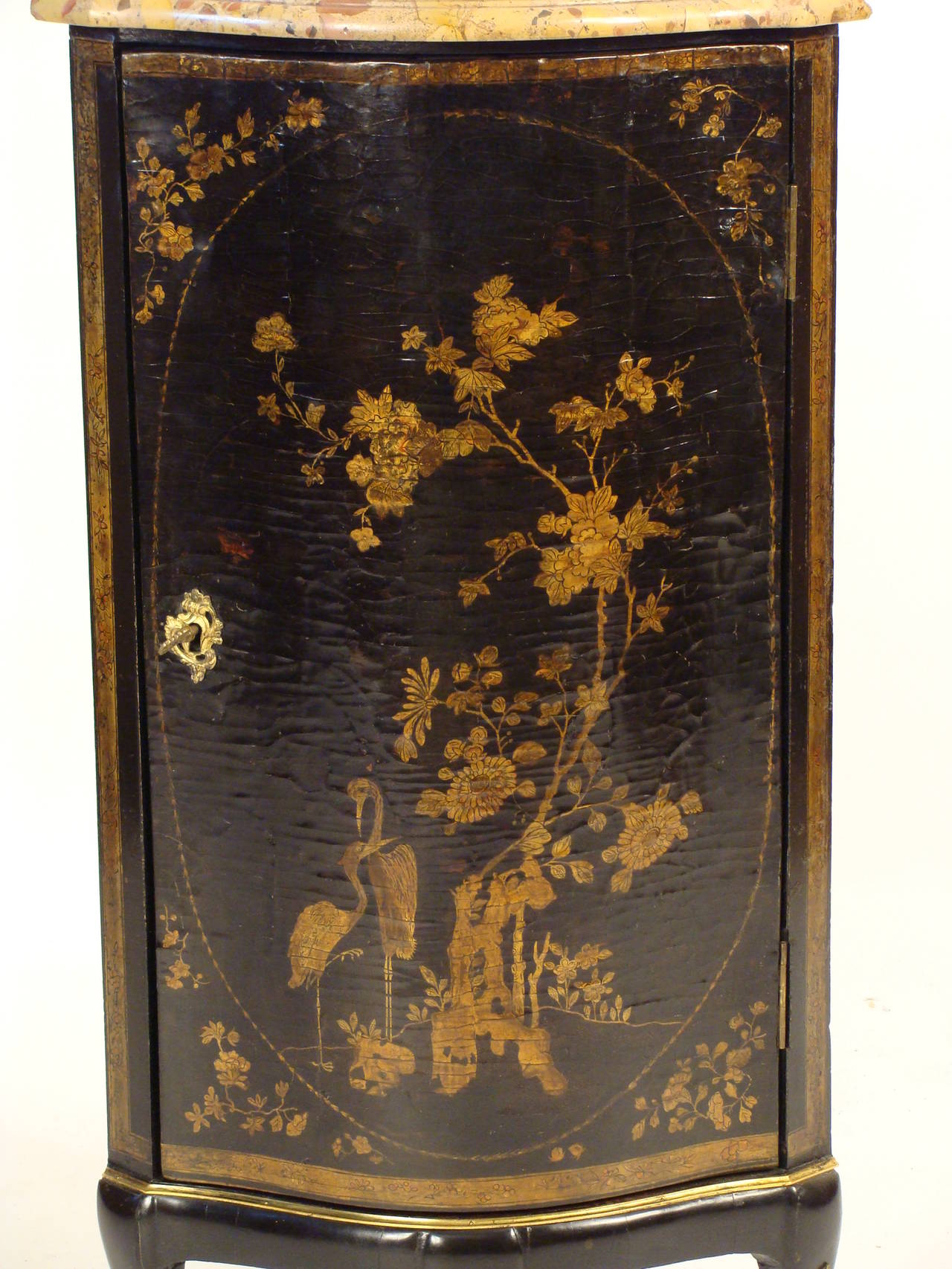 French Louis XV Chinoiserie Decorated Corner Cabinet