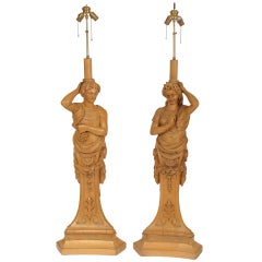 Antique Carved Figural Lamps