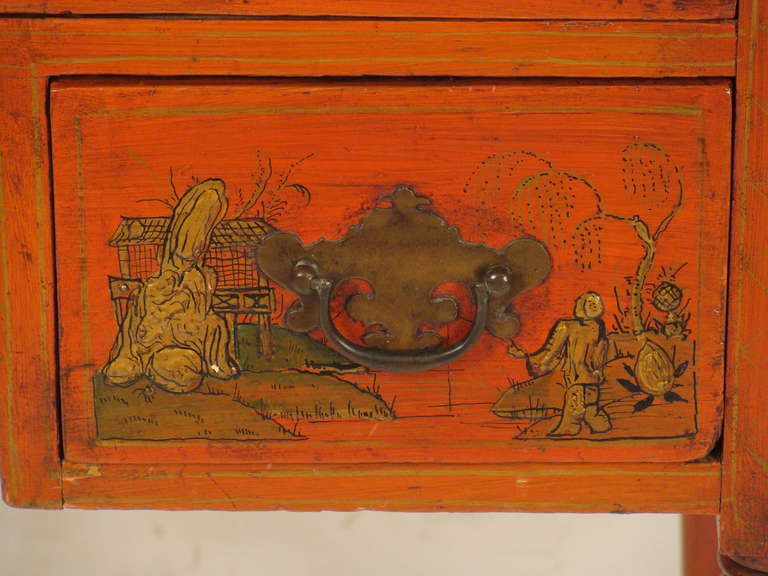 Red Chinoiserie Decorated Writing Table 1